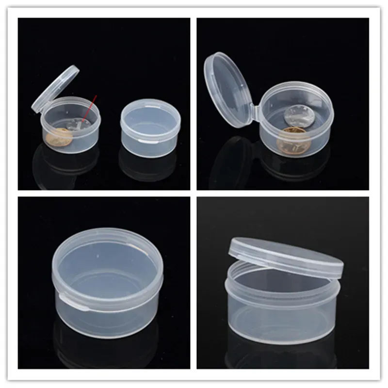 Wholesale Clear Round Boxed Coin Holder plastic Capsules Coin Box Display Cases Pill Cases fast shipping F2017368
