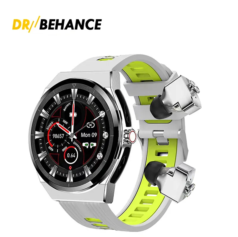 شاشة تعمل باللمس الكاملة 2 في 1TWS BLUETOOTH BRACELT Smartwatch Sport Litness Watches Smart Android IOS معدل ضربات القلب ضغط الدم الأكسجين