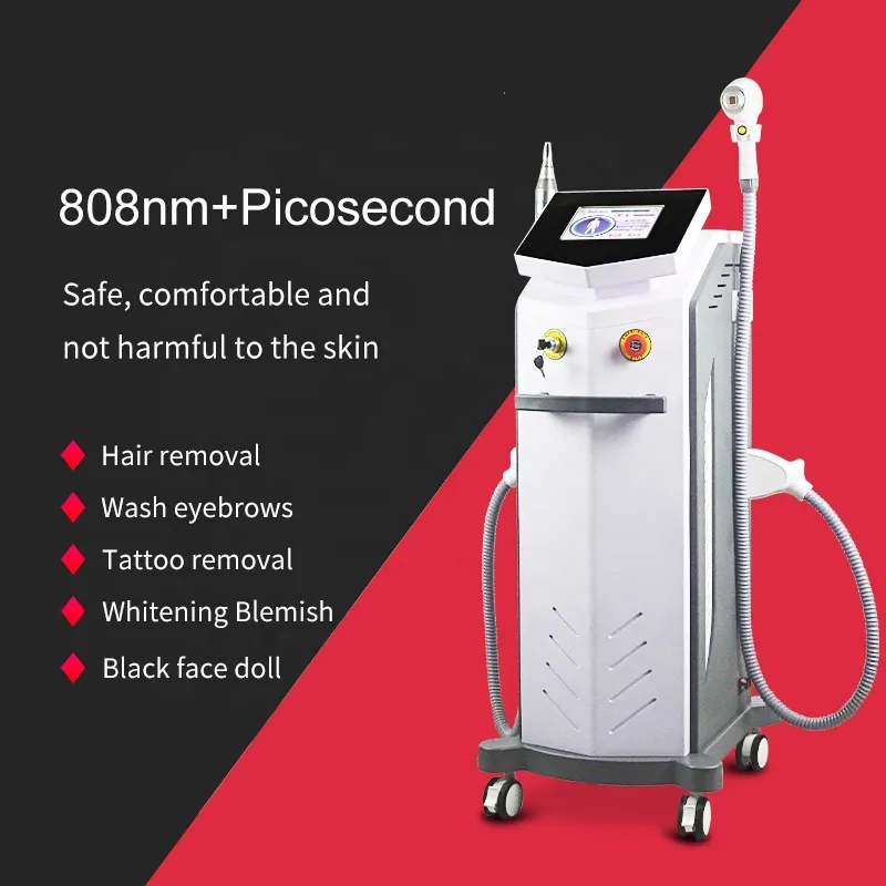 Produttore originale 2 in 1 Pico Laser Tattoo Rimuovi indolore sopracciglio Lavaggio a diodi Laser 808 Depilazione Touch Screen a colori Macchina per la bellezza