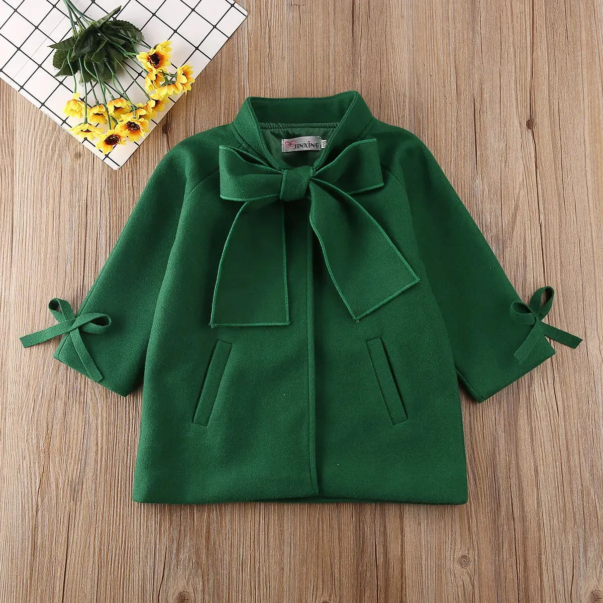 Abrigo 212Y Ropa para niños Chaqueta de lana para niñas Abrigos largos para niños Bowknot Moda Trench Abrigo Primavera Otoño Invierno Bebé Infantil Outwear 231008