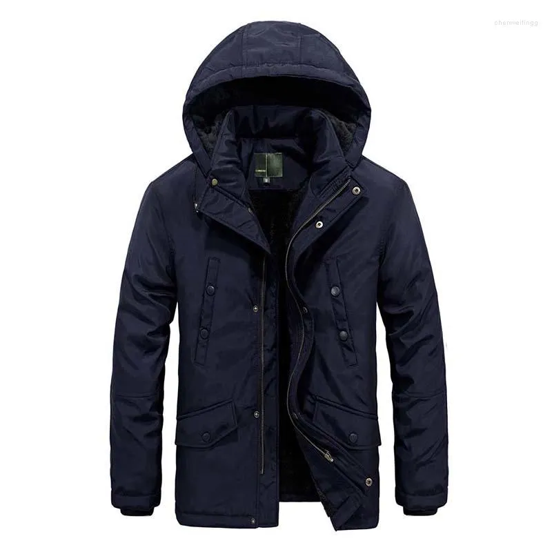 Herenjassen Herfst Winter Windjack met capuchon Herenjassen Dikke warme fleecevoering Parka Militaire stijl Leger UITlopers Mankleding