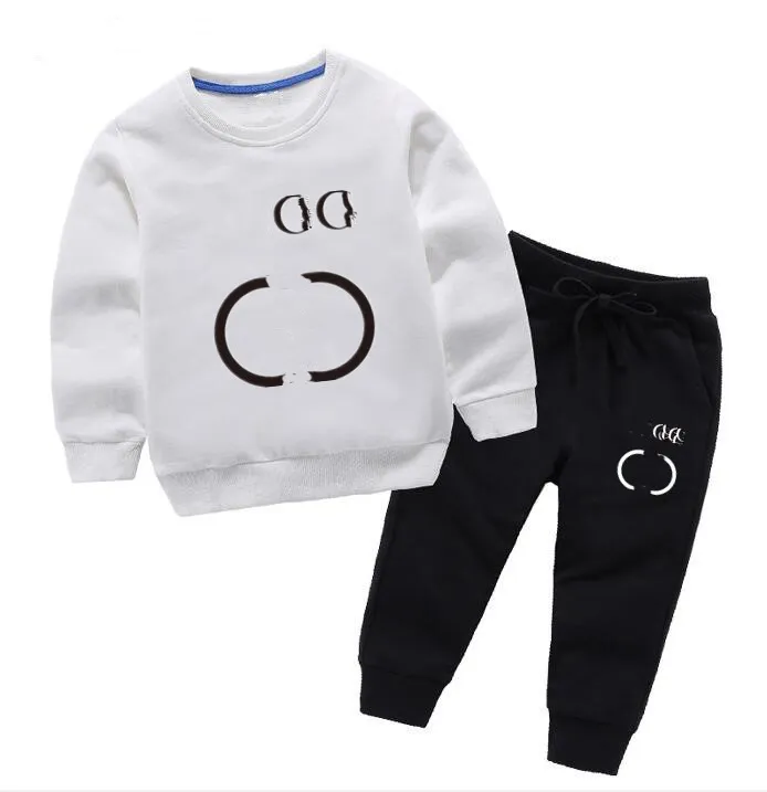 Le plus récent automne hiver 2-9 ans ensembles de vêtements pour enfants bébés garçons filles coton vêtement enfants designer impression de haute qualité pantalons de pull de sports de plein air 2PC ensemble