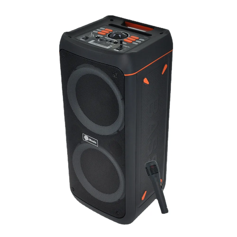 Leistungsstarker Bluetooth-Lautsprecher, tragbare Soundbox, großer Subwoofer, kabellose Stereo-Musik-Karaoke-Säule, unterstützt FM, SD, USB mit Mikrofon