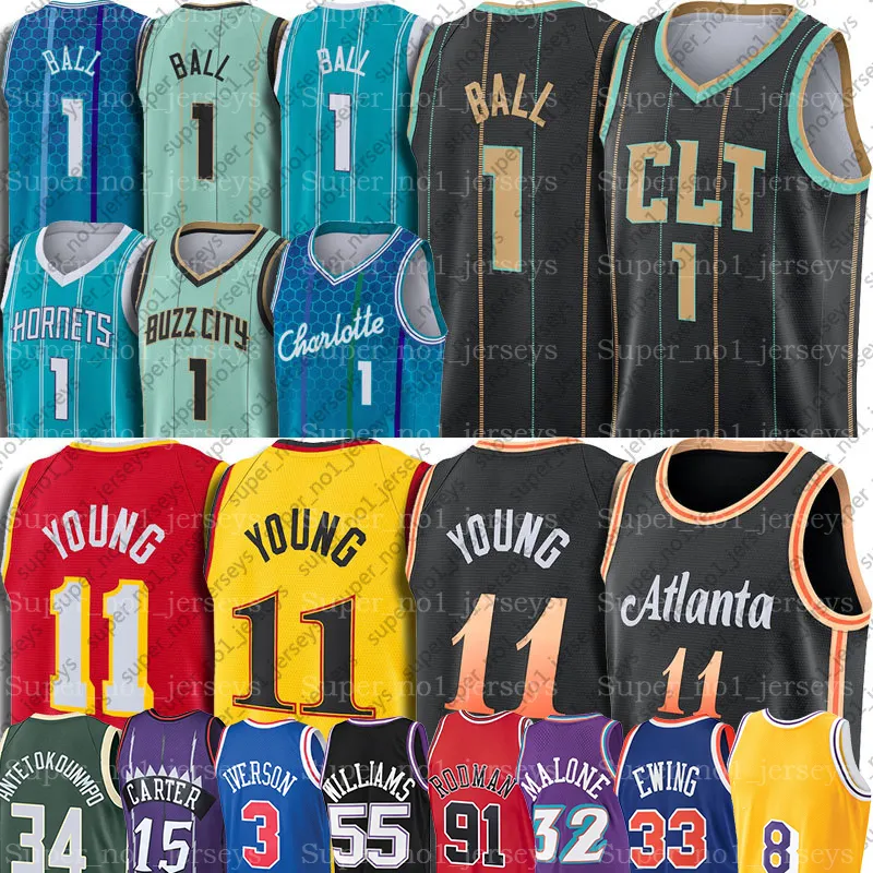 LaMelo Ball Trae Young basketbalshirt Vince Carter 11 Allen Iverson 2024 City Spud Webb Victor Wembanyama Ja Morant Stephen Curry Jerseys