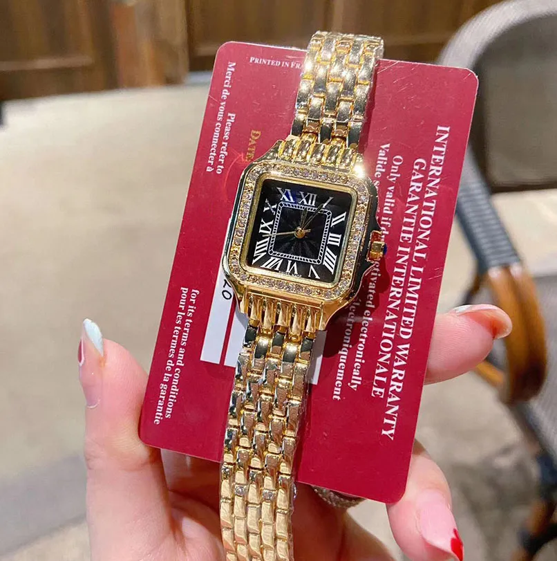 Band Watch Luxe Diamond Watch Gold Square Watch: Vintage