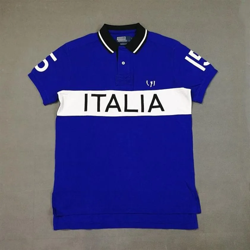 Polos de grife se ajustam ao tamanho da camiseta masculina italiana de manga curta 100% puro algodão ITALIA com bordado tech261I