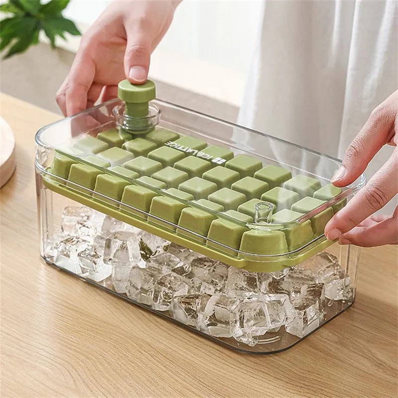 Ice Cube Maker With Storage Box Press Type Ice Cube Makers Ice Tray Making Mould For Bar Gadget Kitchen Accessories T9I002469