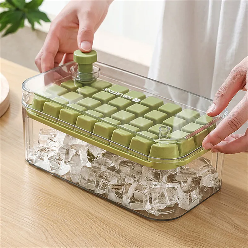 Press Type Ice Maker Trays With Storage Box Ideal For Bar Gadget And