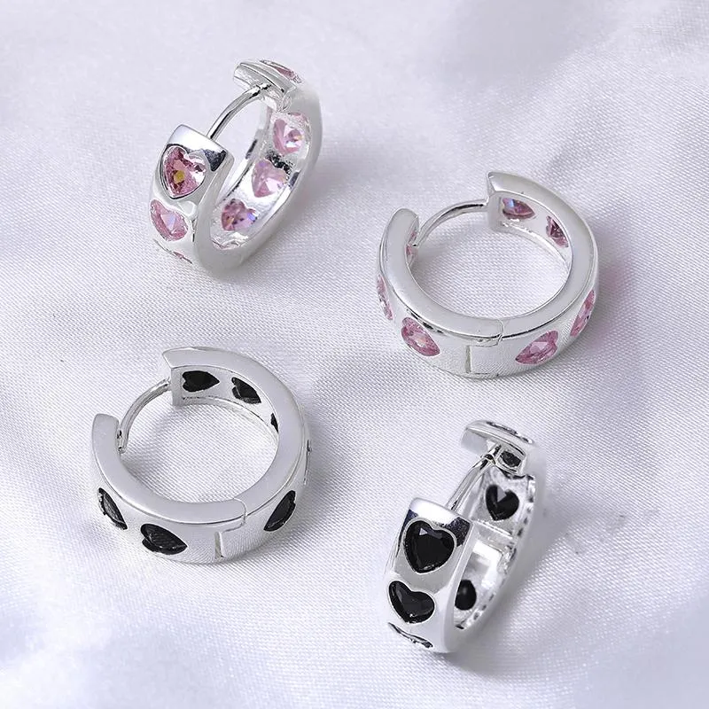 Hoop Earrings Juya Simple Heart Pattern Zirconia Personality Round For Women Classic Design Earring Sweet Cute Fashion Jewelry