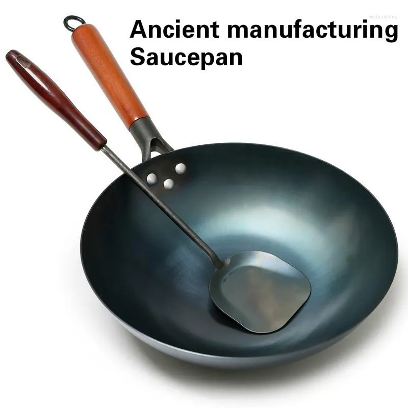Pans High Quality Saucepan Iron Wok Traditional Handmade Non Stick Pan