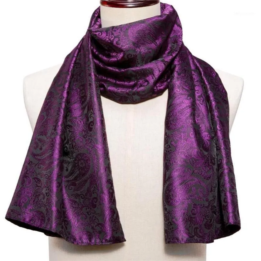 Szaliki moda mężczyźni Purple Jacquard Paisley 100% jedwabny jesienny zima Koszulka kombinezonu biznesowego 160 50 cm Barry Wang1274k
