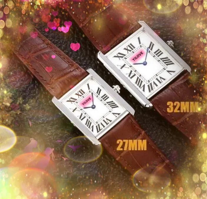 32 mm pour homme Roman Tank Series montre en cuir v ritable 28 mm pour femme or rose bo tier argent date automatique horloge quartz cadran carr