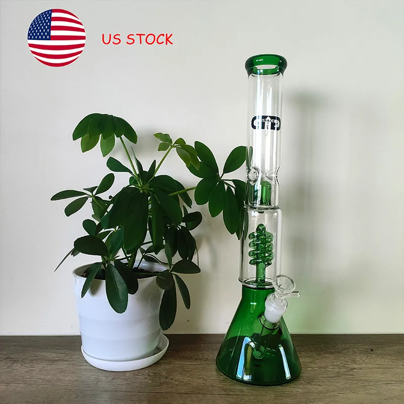 Premium Borosilicate Beaker Bong med gröna accenter - 18,8 mm Joint - Höj din rökupplevelse