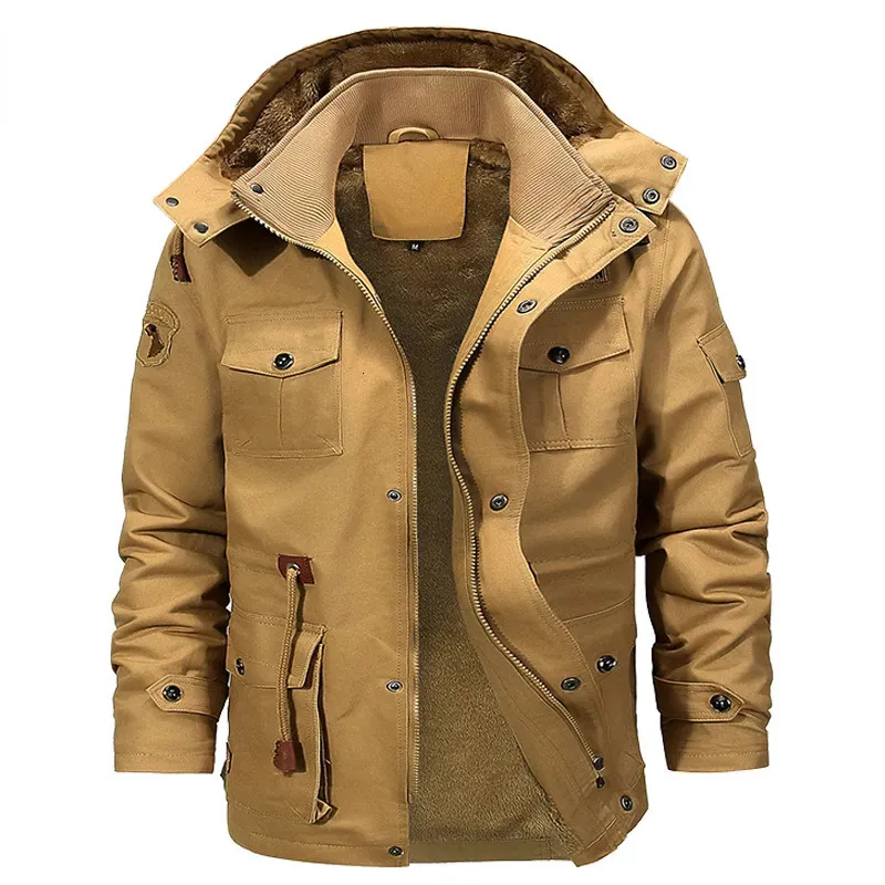 Piumino da uomo Parka Autunno Inverno Uomo Giacca militare in pile Maschile Casual Cappotto termico spesso Mens Army Pilot Outwear Giacche con cappuccio 231005