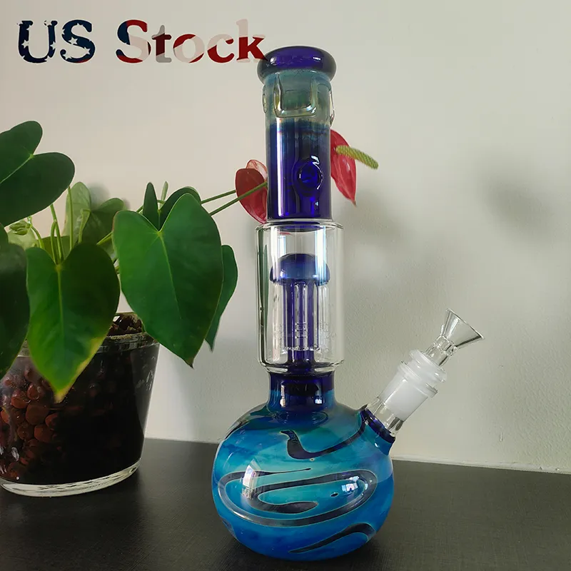 Wholesale Dark Blue Hookah Style Bong With Tree Perc And Flat Base 11 From , 46.70