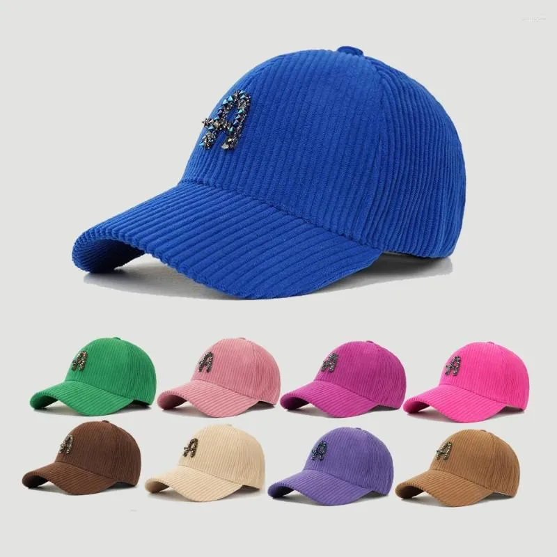 Ball Caps Korean Version Diamond Encrusted Letter Corduroy Hardtop Baseball Cap For Women Autumn Winter Leisure Warmth