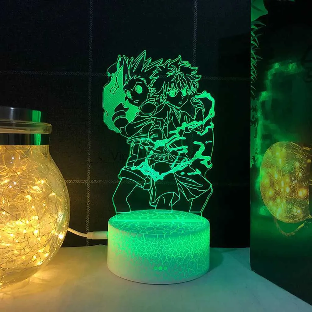 Bordslampor LED Night Light Anime Attack på Titan för hemrum Dekorbord Lamp cool barnbarn Gift Gon och Killua Figur YQ231006