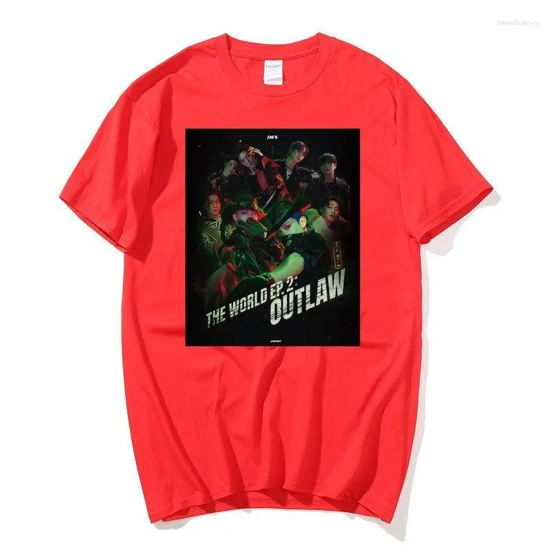 Men's T Shirts Kpop 2023 Ateez The World EP.2: Outlaw Man/Women Harajuku T-Shirt Round Dound Sleeve Short Disual Usisex Streetwear Cotton