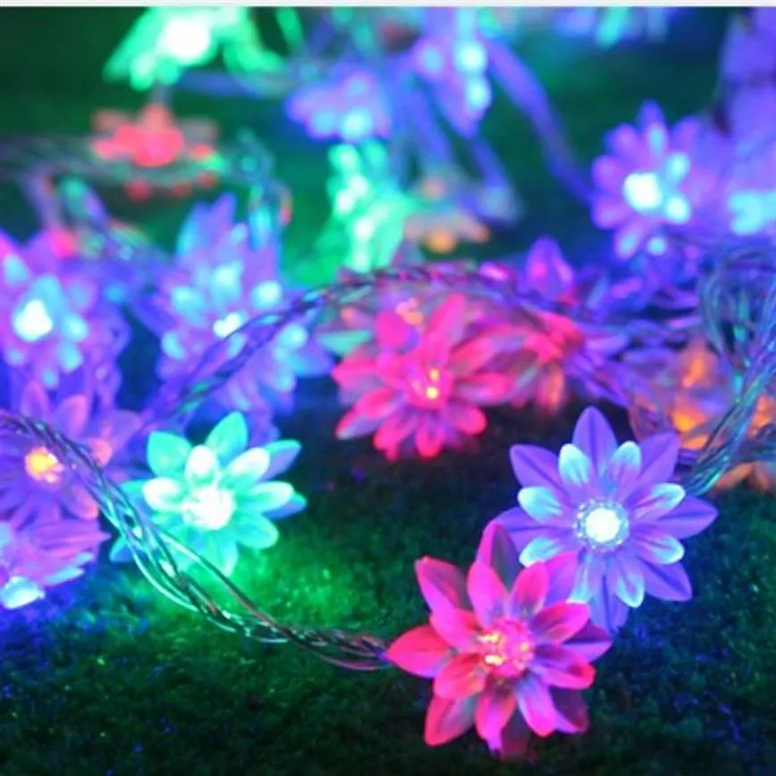 Guirnalda de luces Led de 10m, 80 flores de loto, luces LED centelleantes de Navidad, decoración de cortinas para fiestas y vacaciones, lámpara 2973