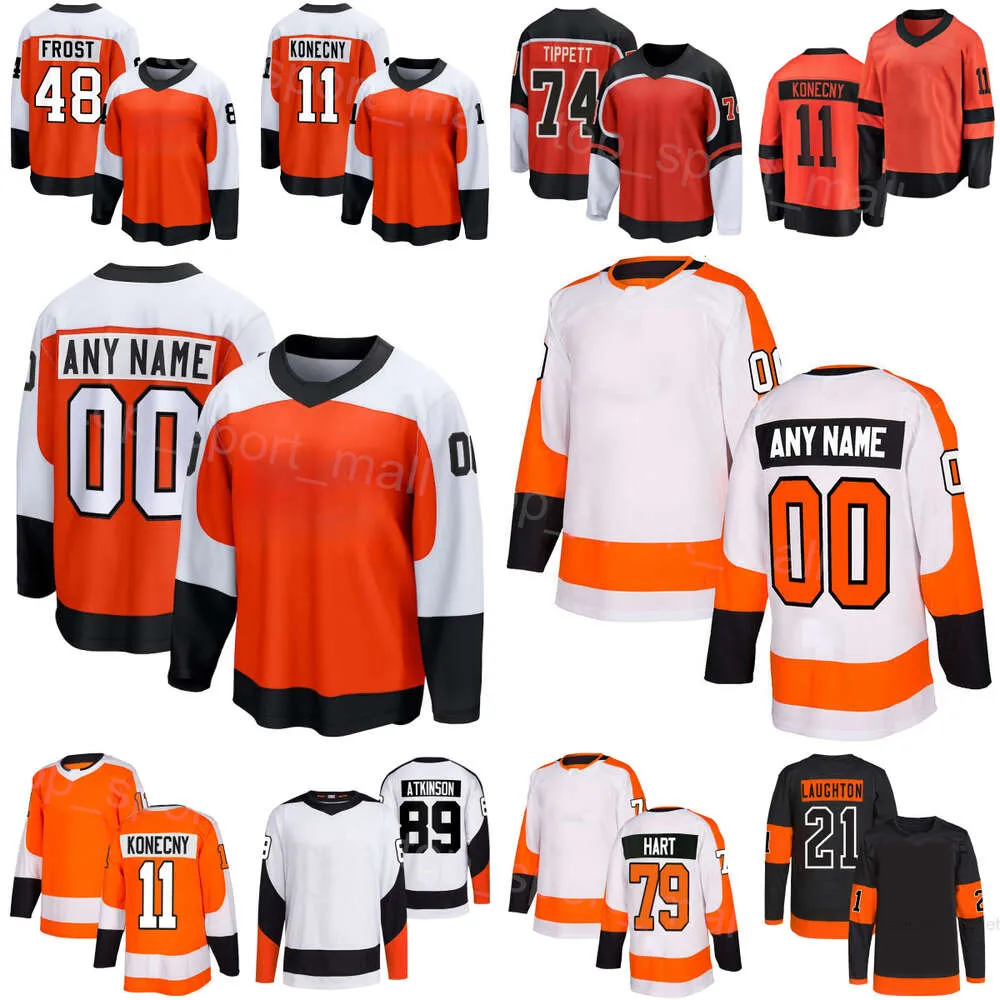 Heren Kinderen Dames Hockey Matvey Michkov Jerseys 11 Travis Konecny 74 Owen Tippett 48 Morgan Frost 21 Scott Laughton 86 Joel Farabee 27 Noah Cates 79 Carter Hart Reverse