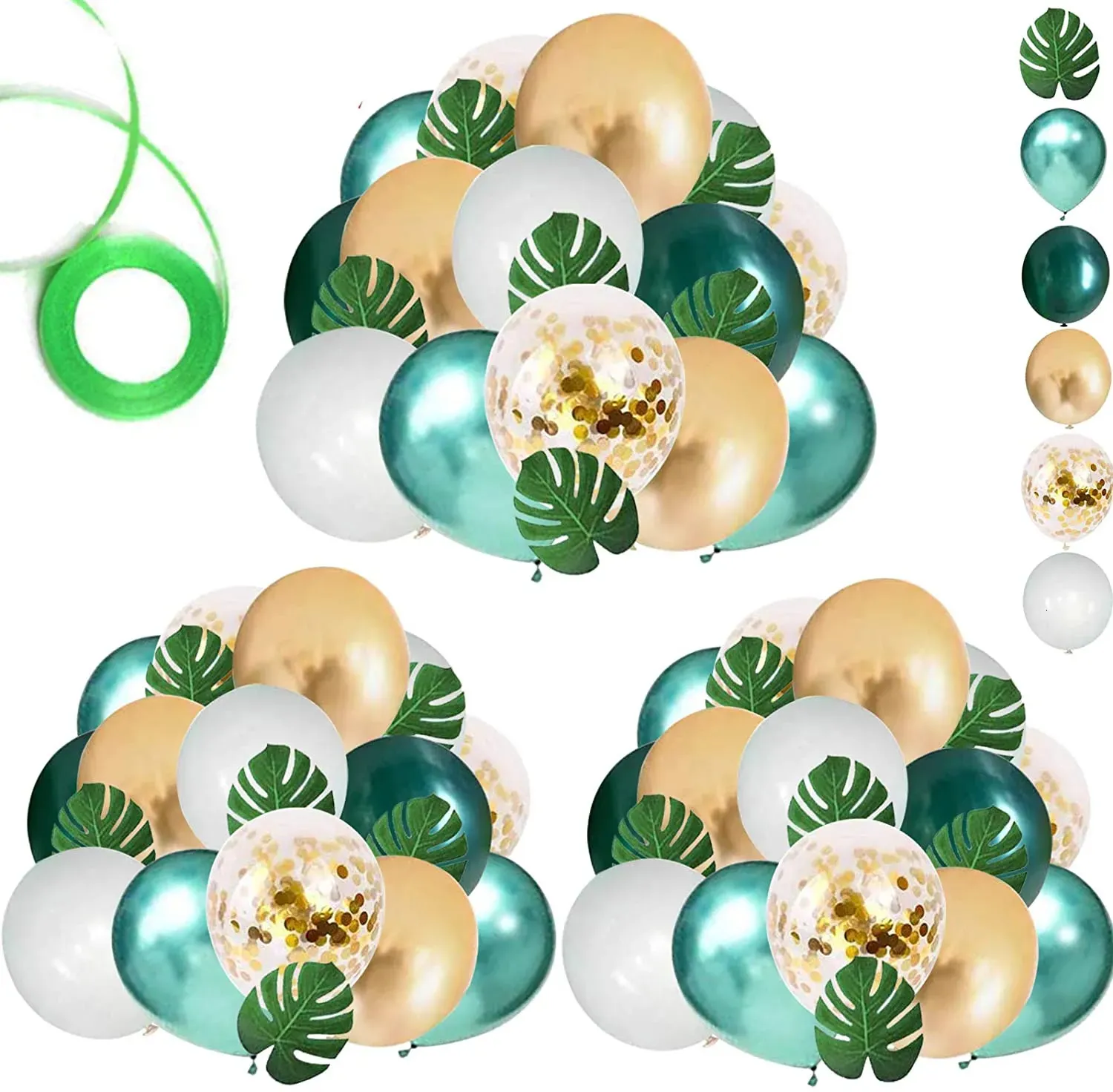 Altri articoli per feste per eventi Confezione da 68 palloncini Jungle Safari Baby Shower 12 pollici Palloncini coriandoli oro bianco verde Foglie di palma per bambini Decorazione compleanno ragazzi 231005