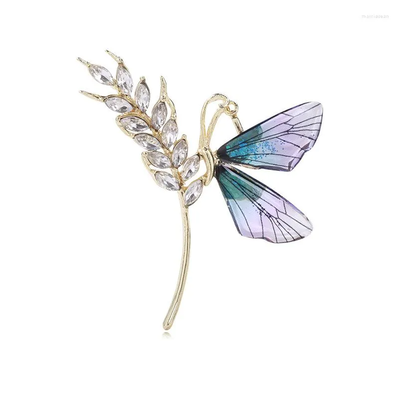 Brooches Wheat Ear Butterfly Brooch High-end Design Cute Plant Insect Women Party Pins Clothing Corsage Accesories