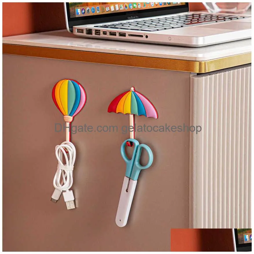 hand ins rainbow wall decor hooks adhesive key pocket fabric clothes rack waterproof bathroom towel rack various colours non-marking adhesive storage