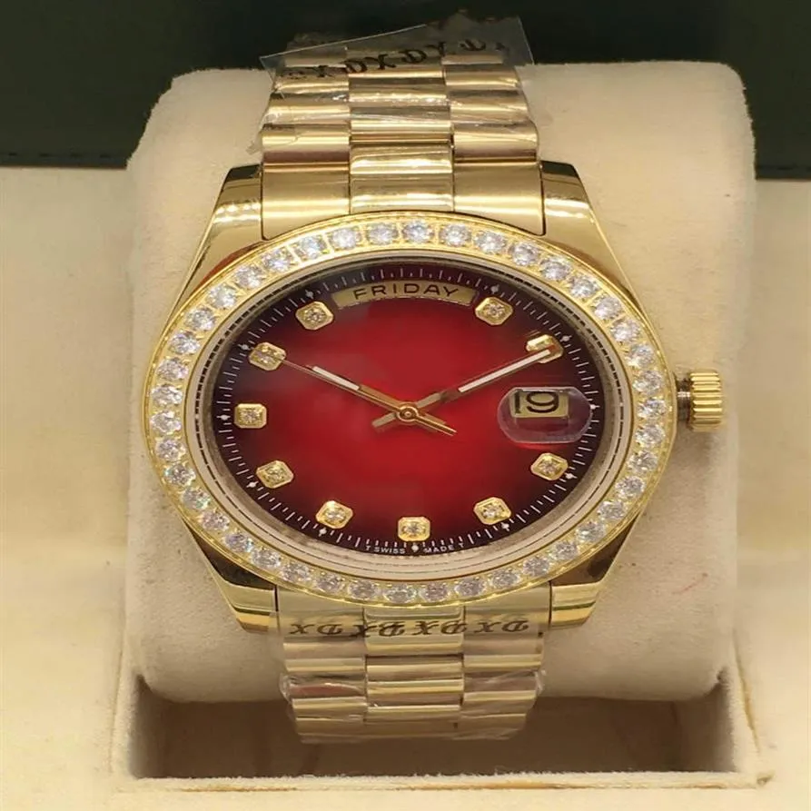 Heren automatische mechanische horloge waterdicht saffier gezicht 40mm diamanten ring roestvrij staal vouwsluiting heren watch2475