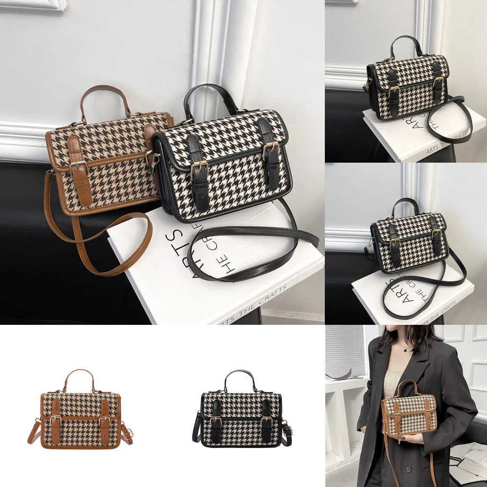 Bolsos de noche de dama Bolso de mujer con textura de nicho popular Tejido de punto Cara de mil pájaros Bolso cuadrado pequeño Bolso bandolera portátil simple 230828