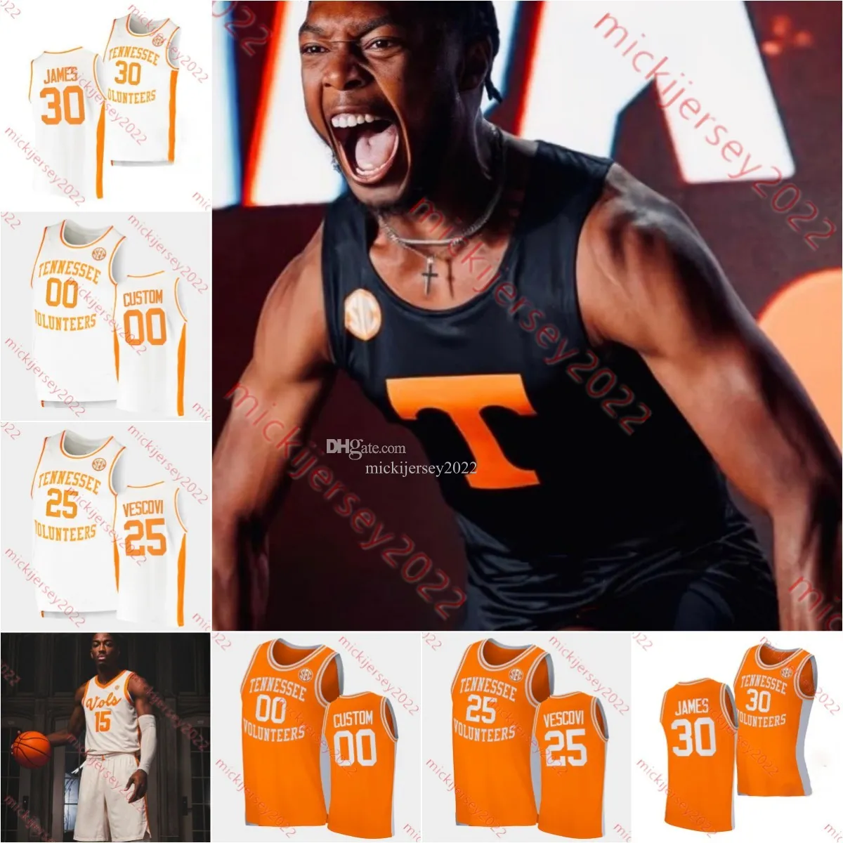 Maglia da basket Dalton Knecht Tennessee J.P. Estrella Jordon Gainey Grant Hurst Kaylan Makan Freddie Dilione V Cameron Carr Tennessee Volunteers maglie