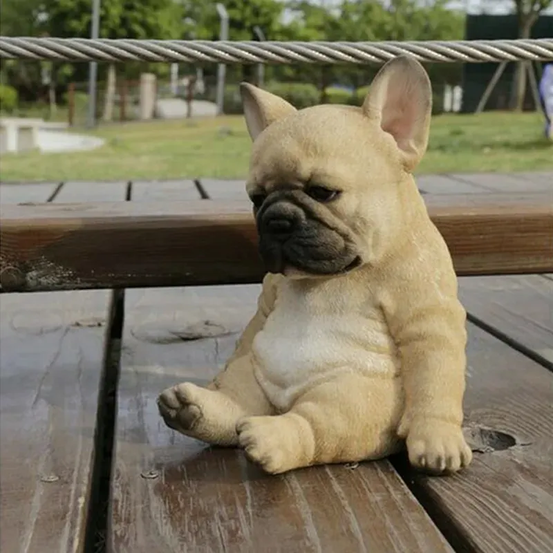 Sleepy French Bulldog Puppy Statue Resin Lawn Sculpture For Super