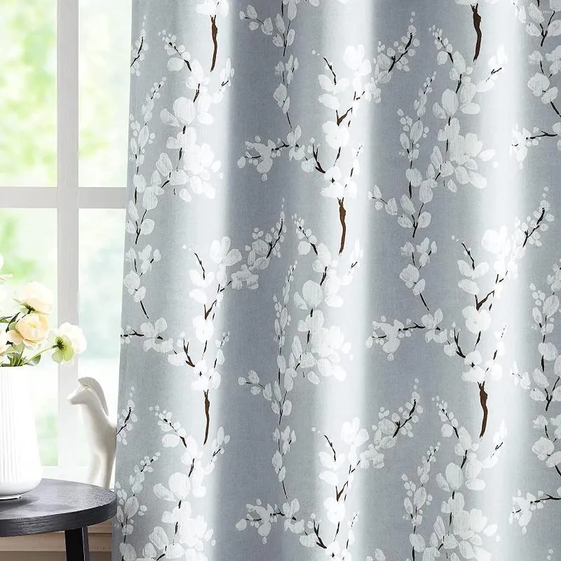 Cortina flor macia/cinza cortinas para quarto 84 Polegada comprimento floral impresso painéis blackout decoração da sala de estar