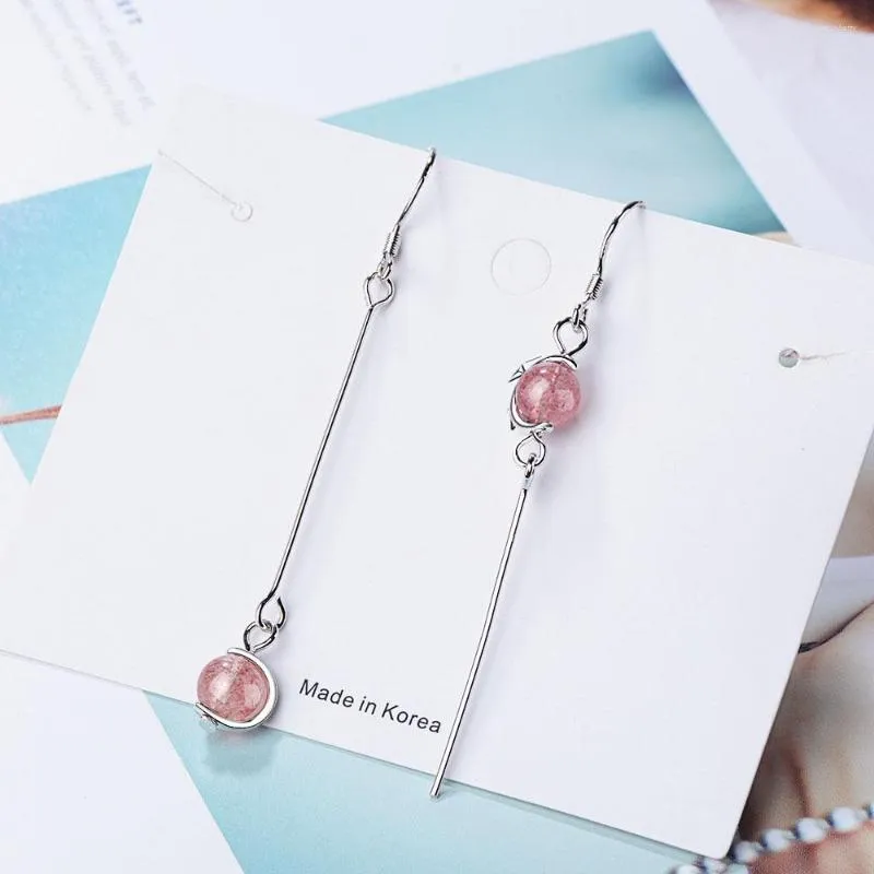 Baumelnde Ohrringe 2023 aus massivem 925er Silber mit Nadeltropfen für Frauen, rosa, grau, Caystal, feiner Schmuck, Weihnachtsfeier-Geschenk