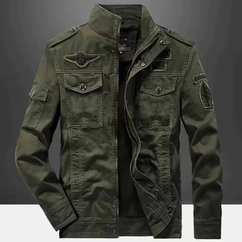 Mäns jackor 2023 Ny casual armé militärjacka män plus storlek M-6xl Jaqueta Masculina Air Force One Spring Autumn Cargo Mens Jackets Coatl231006