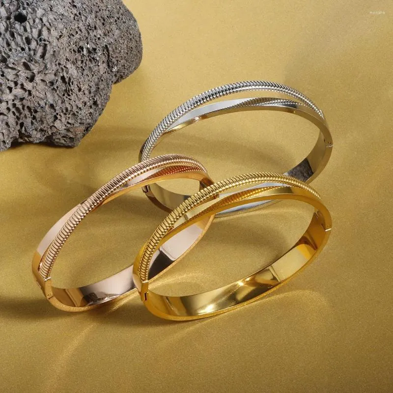 Bransoletka ze stali nierdzewnej Bangle Gold Modna moda dla kobiet imprezowych prezentów biżuteria wodoodporna