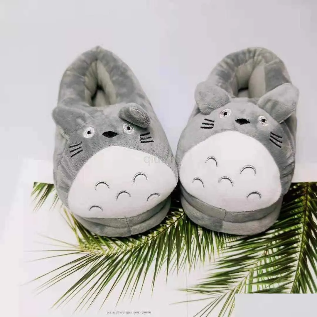 Pantoufles Y Totoro Mignon Chat Dessin Animé Animal Femmes/Hommes Couples Maison Pantoufle Pour Maison Intérieure Chambre Appartements Confortable Chaud Hiver Sho