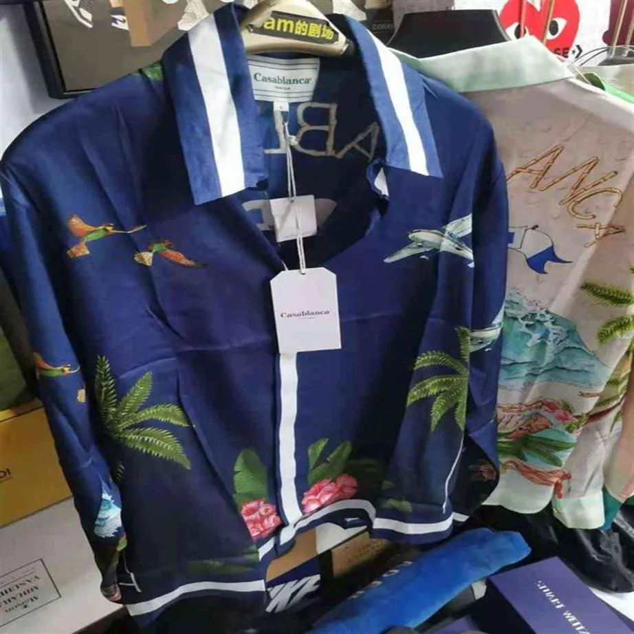 Casablanca 2021ss camisa de seda estampada onda havaiana300S