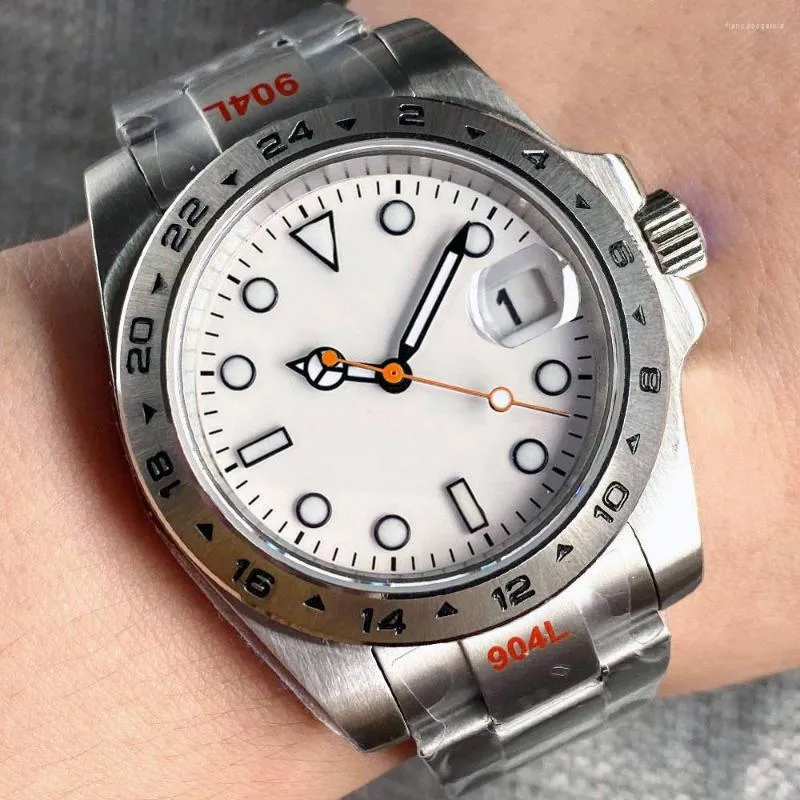 Wristwatches 20ATM Diving Watch 39mm Mechanical Automatic For Men NH35A White Dial Orange Seconds 24 Hours Fixed Bezel Sapphire Glass