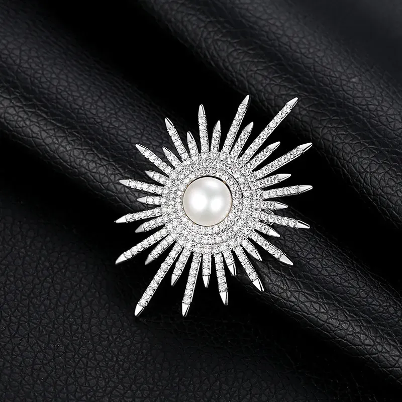 Pins Brooches 2023 Full Sun Flower For Women Luxury Big Pearl Brooch Jewelry Dress Suit Accessories Wedding Gifts 231005