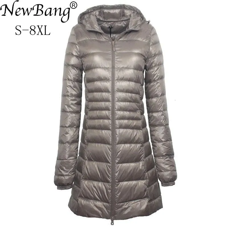 Mulheres Down Parkas Bang 7XL 8XL Plus Long Down Jacket Mulheres Inverno Ultra Light Down Jacket Mulheres Com Capuz Casaco Feminino Tamanho Grande Casacos 231005