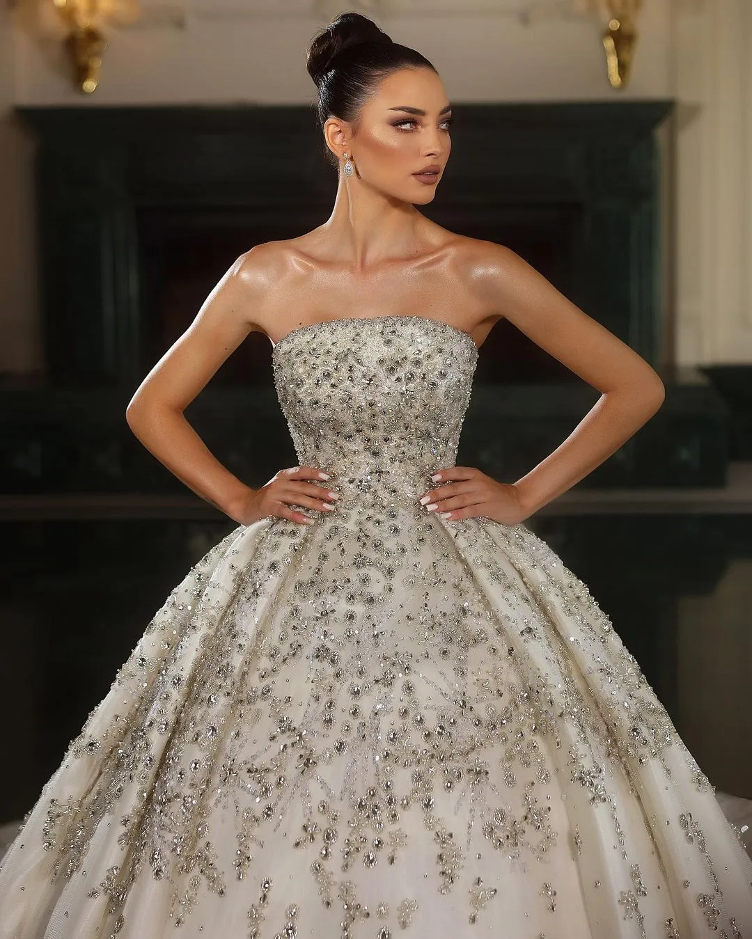 Strass Sposa Brillantini Catena Danza Costume Motivo Abito Da - Foto 3