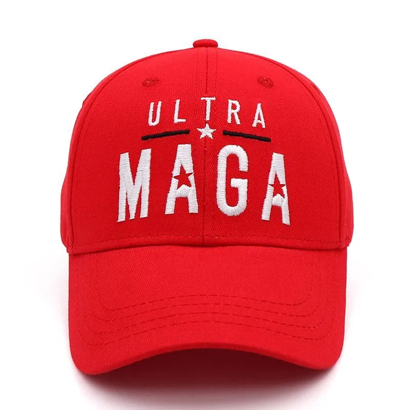Trump Fans Embroidery Hats Black Red Ultra Maga Baseball Cap For Men and Women