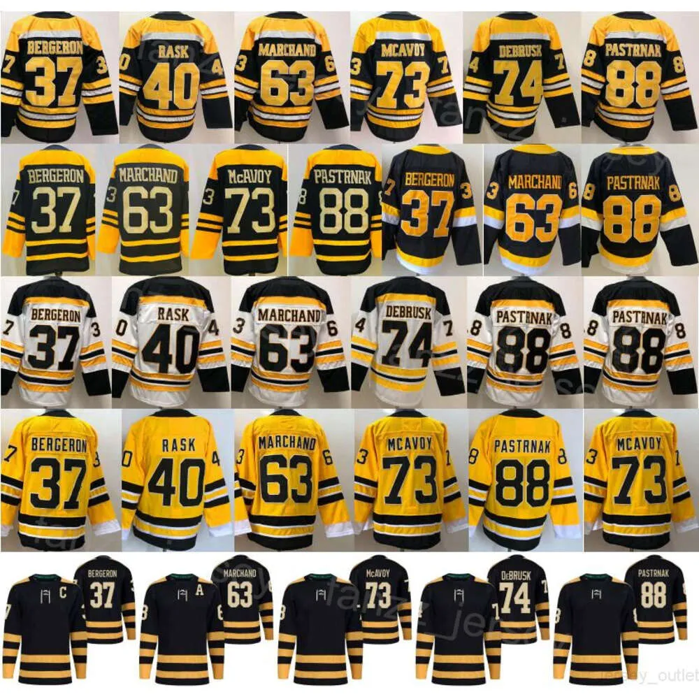 Reverse Retro Hockey 88 David Pastrnak Jerseys Man 40 Tuukka Rask 74 Jake DeBrusk 73 Charlie McAvoy 37 Patrice Bergeron 63 Brad Marchand All Stitched Winter Classic