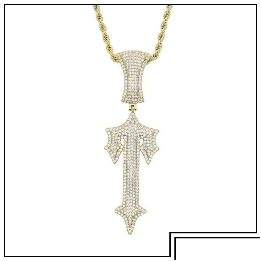 Pendant Necklaces Trapstar London Hip Hop Cross Inlaid Zircon  Rap Style Wearable Tennis Chain Cuba Drop Delive Delivery Jewelry P