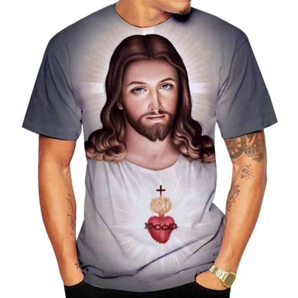 Herr t-shirts ankomst sommar t-shirt The Cross Fashion 3D tryckt t-shirt om Jesus älskar Everone Christian Men tee tops CA2006