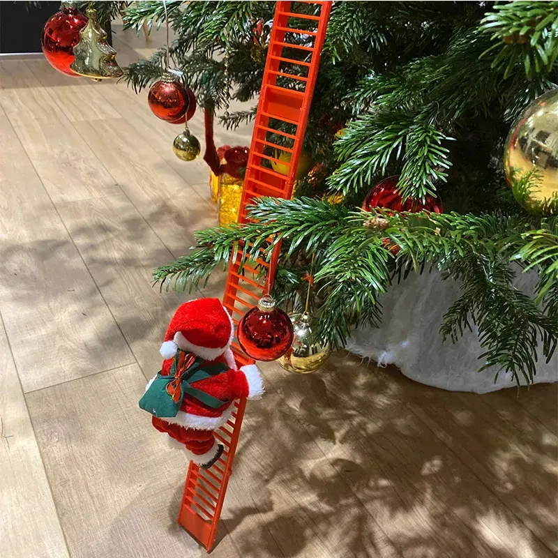 Decorazioni natalizie Natale Babbo Natale Scala da arrampicata Bambola di peluche elettrica Musica creativa Natale Giocattolo per bambini Regalo Regali di compleanno di Natale Decorazioni per la casa 231005