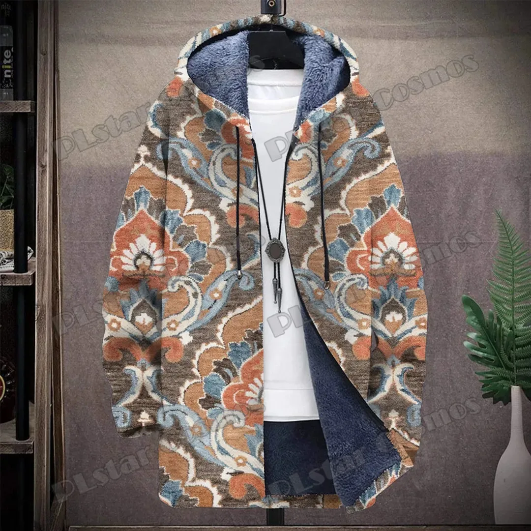 Hommes mélanges PLstar Cosmos 3D motif imprimé mode long manteau à capuche hiver décontracté épais chaud polaire doublé veste zippée DY03 231005