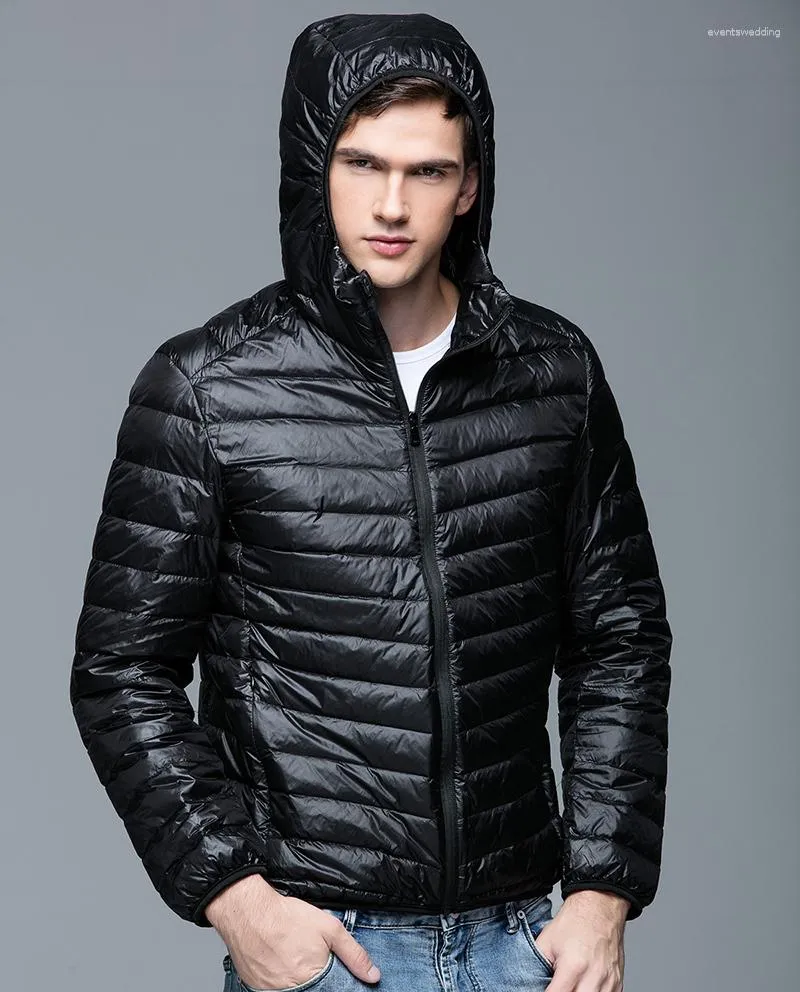 Mäns jackor Autumn Winter Men Duck Down Jacket Ultra Light Thin Warm Man Streetwear Feather Parkas Male Hooded Coats Plus Size 5xl