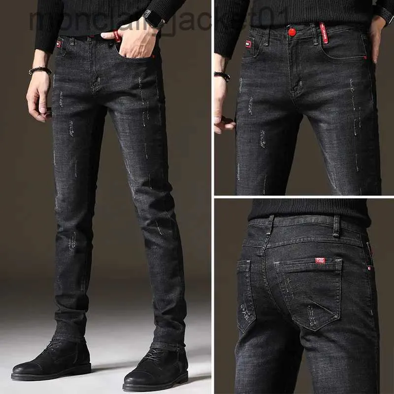 Mäns jeans mode denim jeans män sommar små fötter smala stretch sommar avslappnad svart cowboy tonåringar jeans för män streetwear byxor j231006