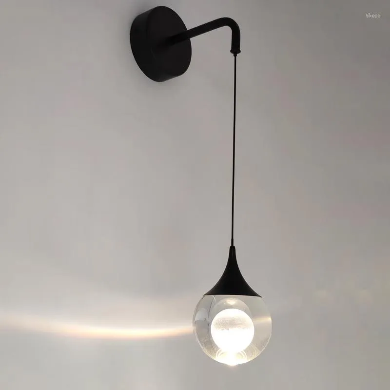 Lâmpada de parede moderna LED luz clara bola de cristal com lua 3D montada pendurada para quarto sala de estar banheiro decoração de casa